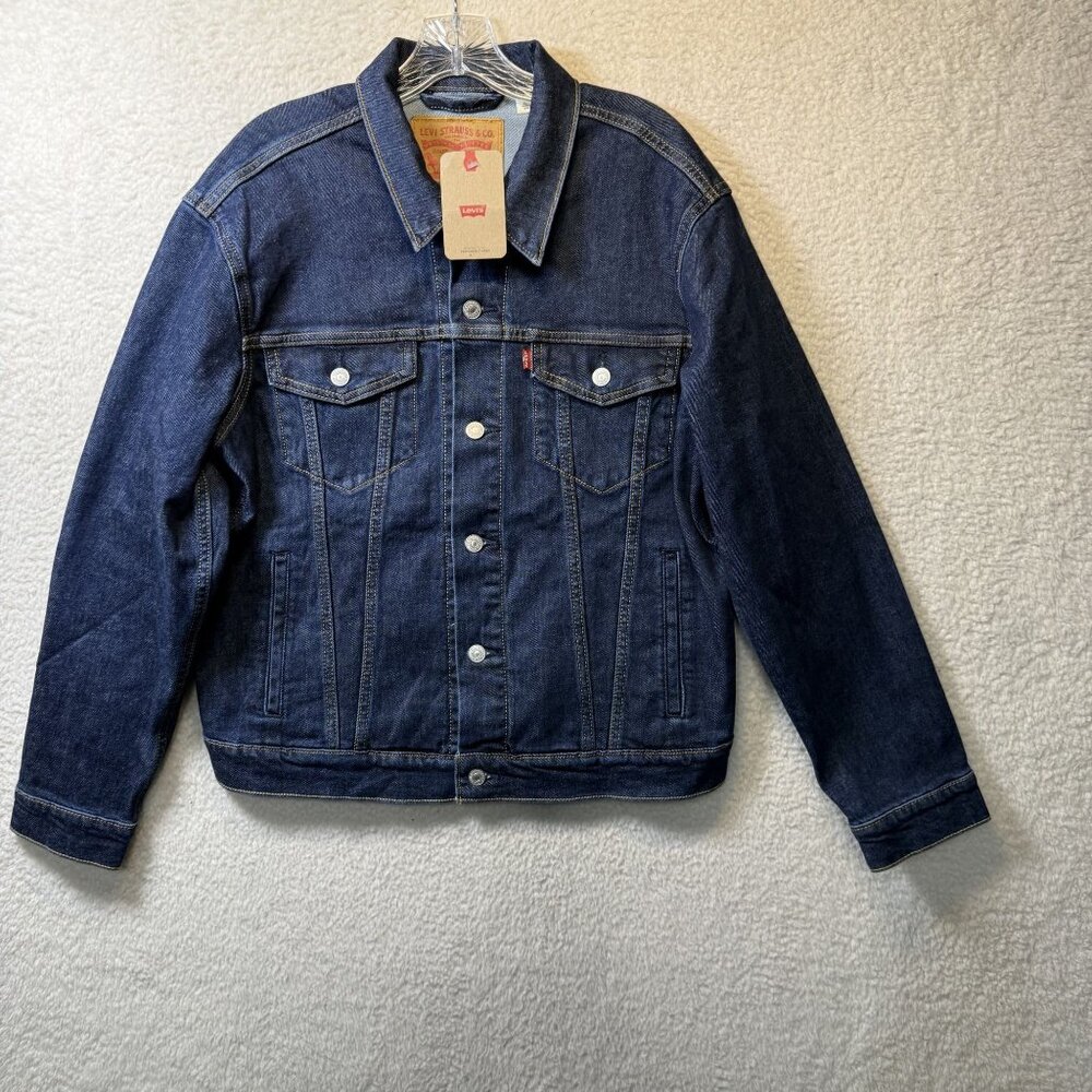 Levi's Levis Strauss & Co Denim Jacket Medium Standard Fit Dark Wash Men READ